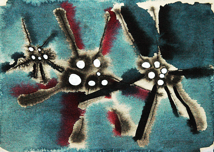 Diatoms I, watercolour adn ink on paper