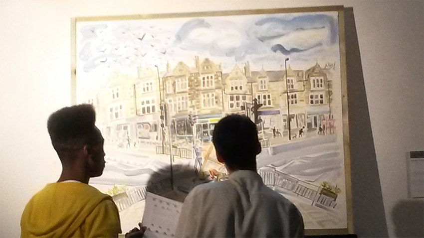 The 9th Station - Jesus falls a third time. Painting by Jo Dunn