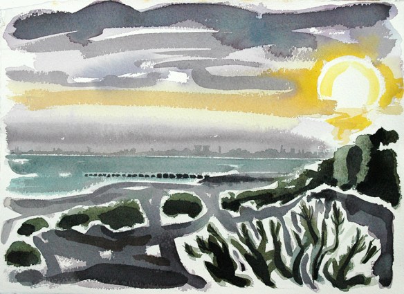 Spurn Point sunset, looking towards Hull