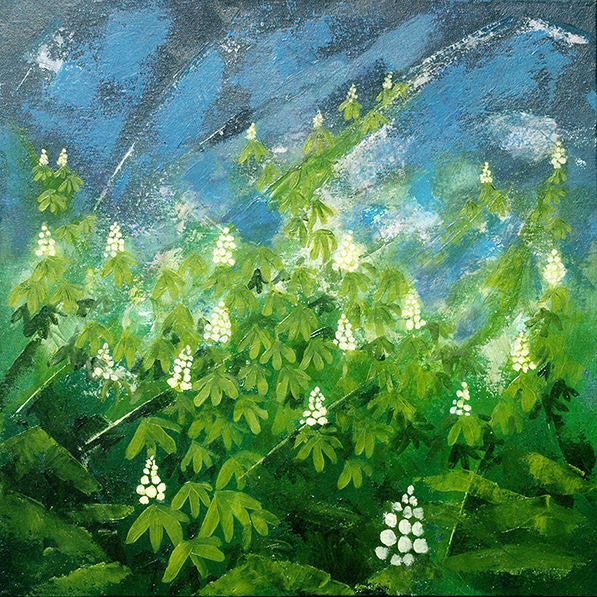 horse chestnut tree top with energetic sky