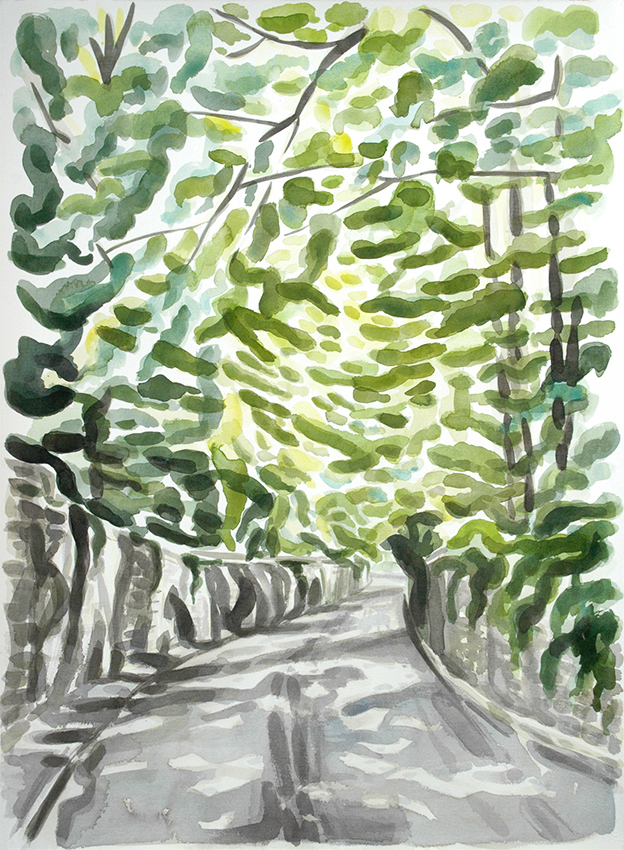 Gledhow Wood Road IV, watercolour painting by Jo Dunn, 2013