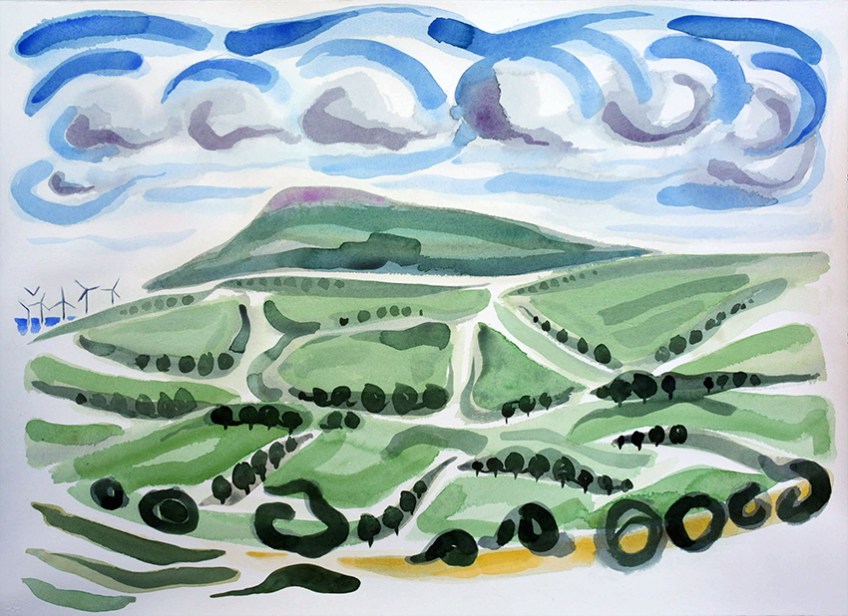 View From Birkrigg Common I, painting by Jo Dunn, 2016