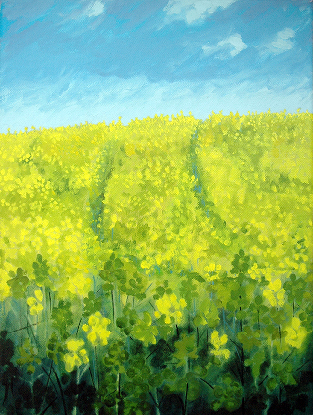 Field near Hetchell Woods, oil painting by Jo Dunn, 2011