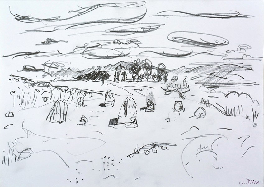 Druid's Circle, Birkrigg Common, pencil drawing by Jo Dunn, 2016