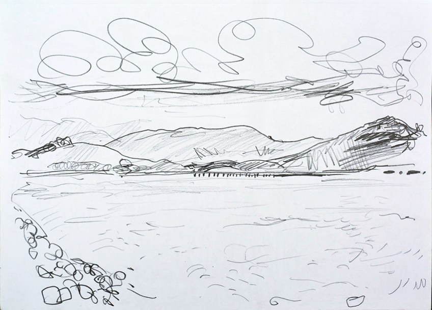 Leven Viaduct, pencil drawing by Jo Dunn, 2016