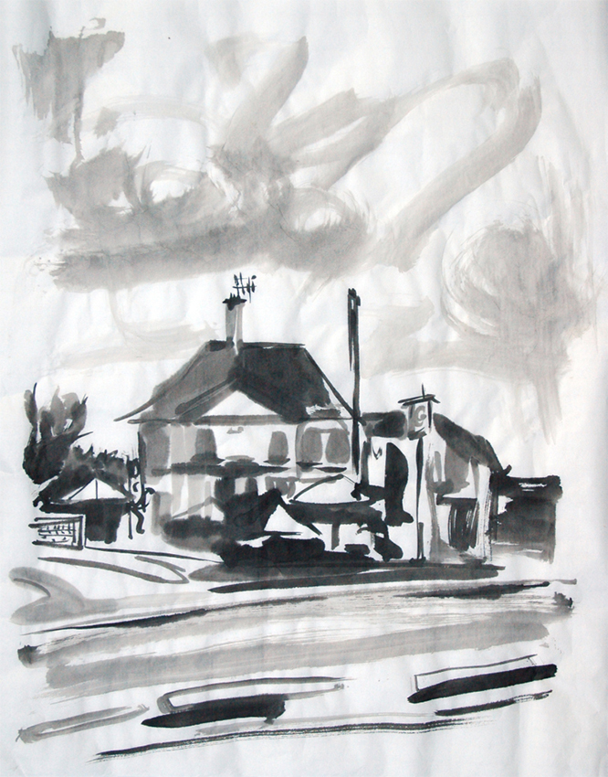 Three Hulats 17th Aug 2014, ink painting on rice paper