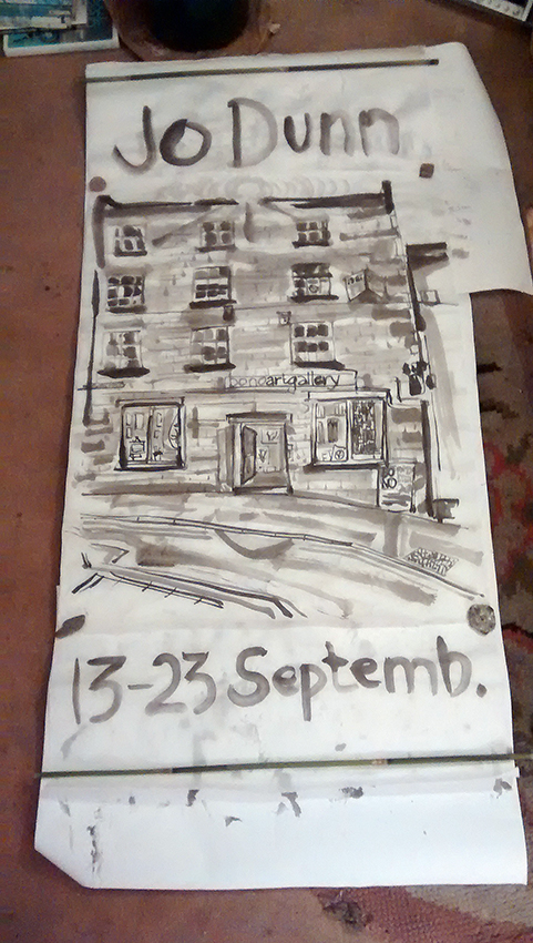 The banner under construction