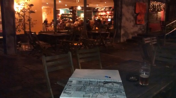 Chilling with beer and sketchbook