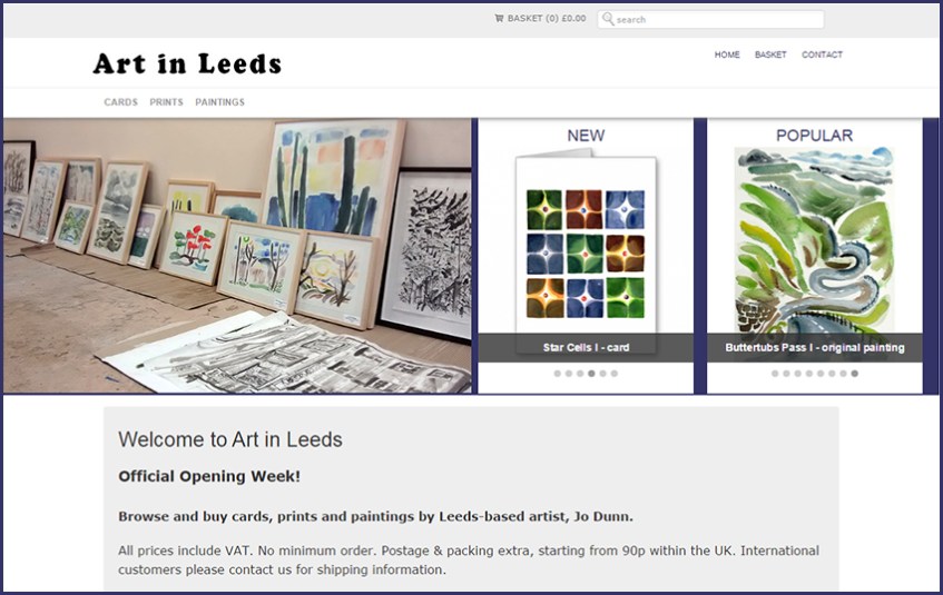 Art in Leeds online shop sells art cards, fine art giclee prints and original paintings by Leeds-based artist Jo Dunn