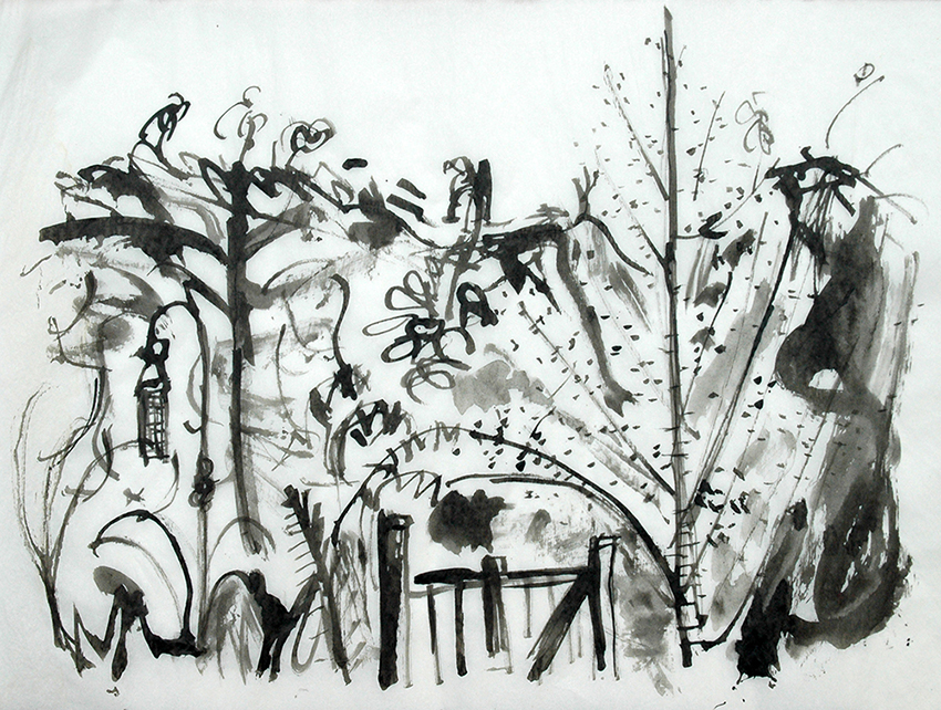11th August, drawn with sticks and Chinese ink
