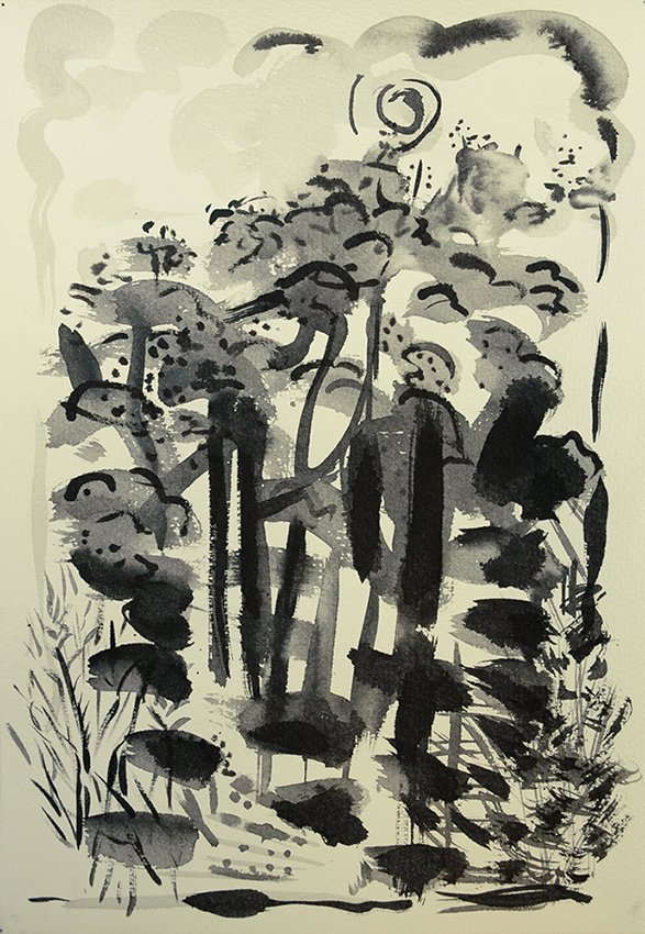 Black July Woods, ink painting