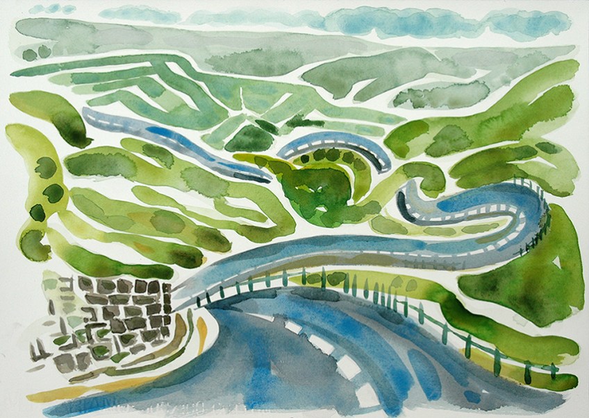 Buttertubs Pass, watercolour