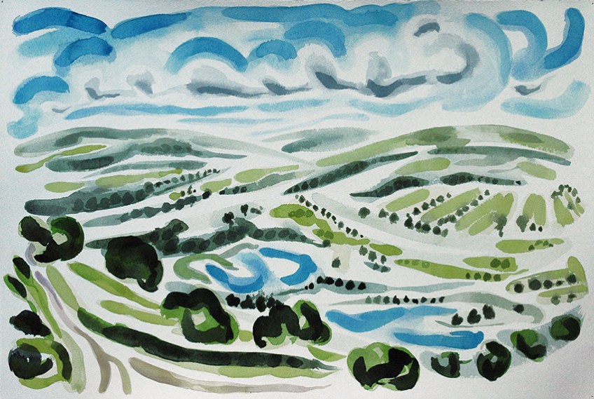 View from the Chevin II, watercolour