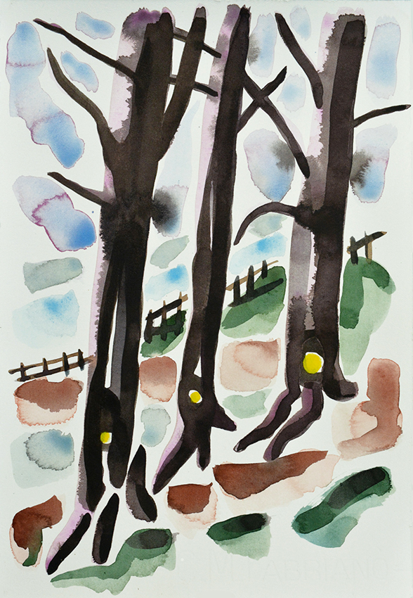 Yellow dot on trees in Gledhow Valley Woods January 2015