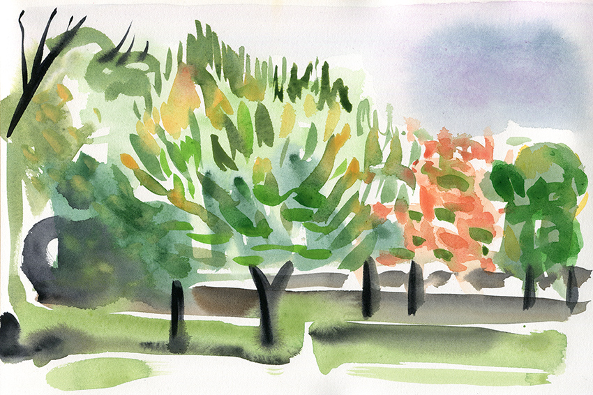 Deconstructing Autumn I - watercolour painting