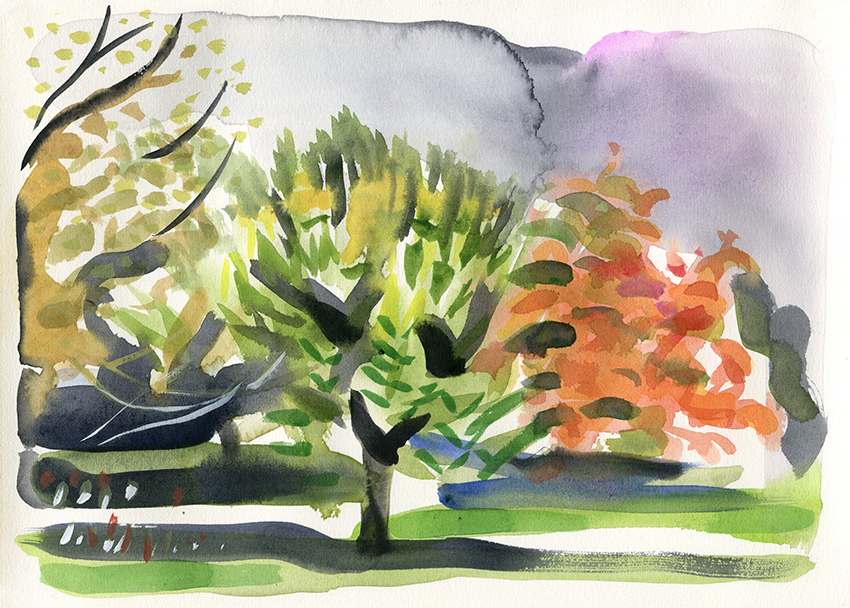 Deconstructing Autumn II - watercolour painting