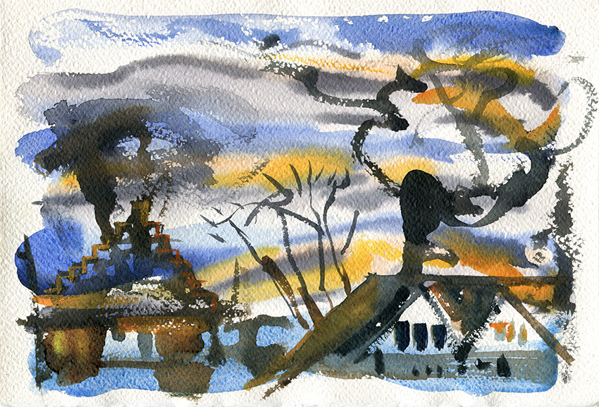 Mad March Sky II, sunset over Ridgeway, Leeds., Monday 7th March 2016