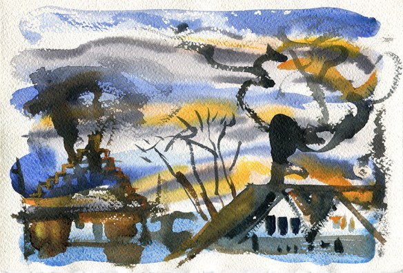 Mad March Sky II, sunset over Ridgeway, Leeds., Monday 7th March 2016