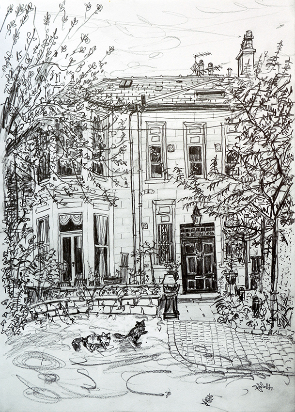 pencil drawing of a house