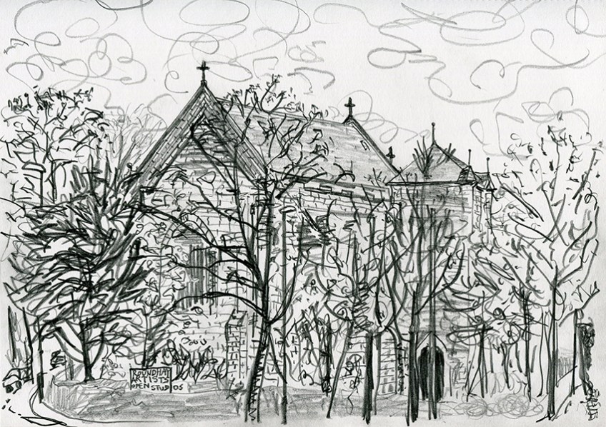 St Edmund's Church, Roundhay, LS8 - pencil drawing by Jo Dunn, 2017