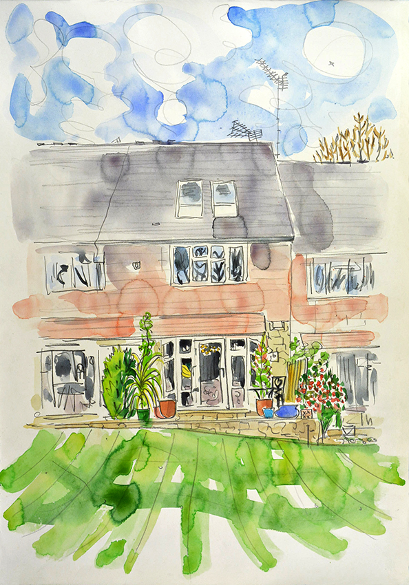 House Portrait #35 - pencil and watercolour drawing by Jo Dunn, 2017