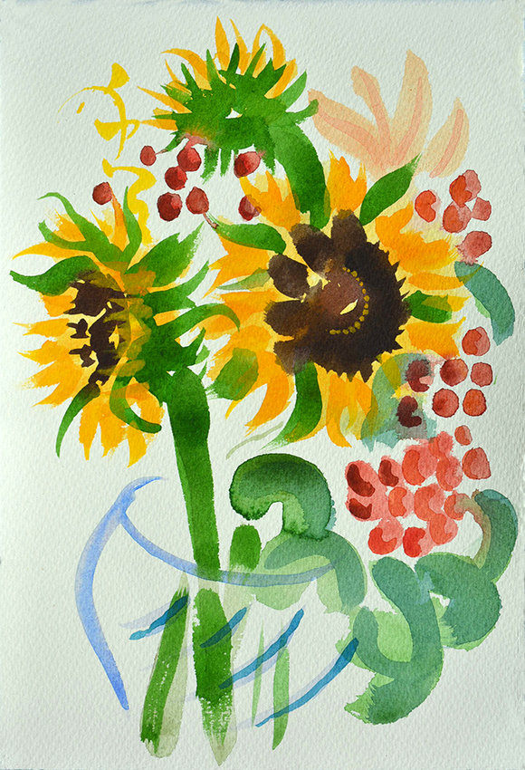 Still life with Flowers, watercolour painting by Jo Dunn, 2017