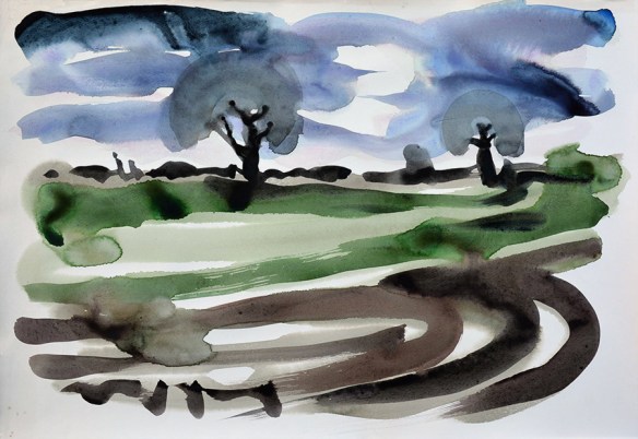 The bleak mid-winter, a watercolour painting by Jo Dunn