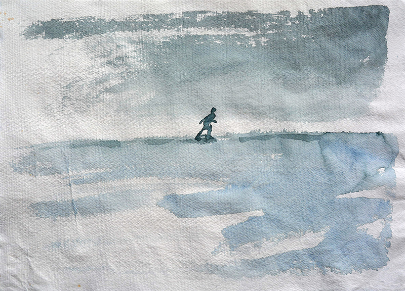 Walking, Alone - watercolour painting by Jo Dunn 2018