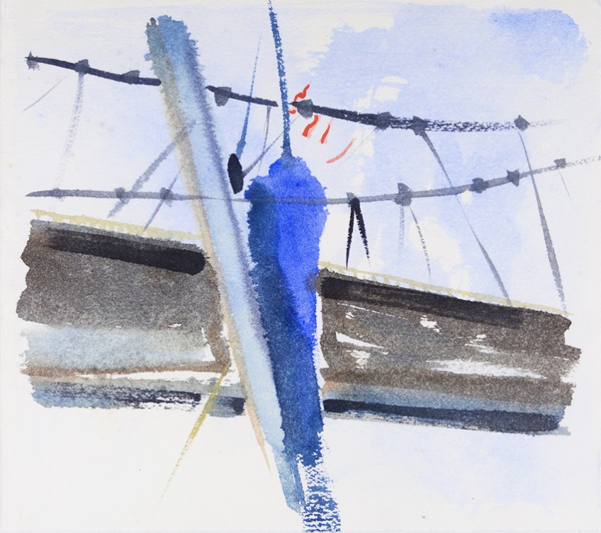 Sailing Under the Humber Bridge III - painting by Jo Dunn