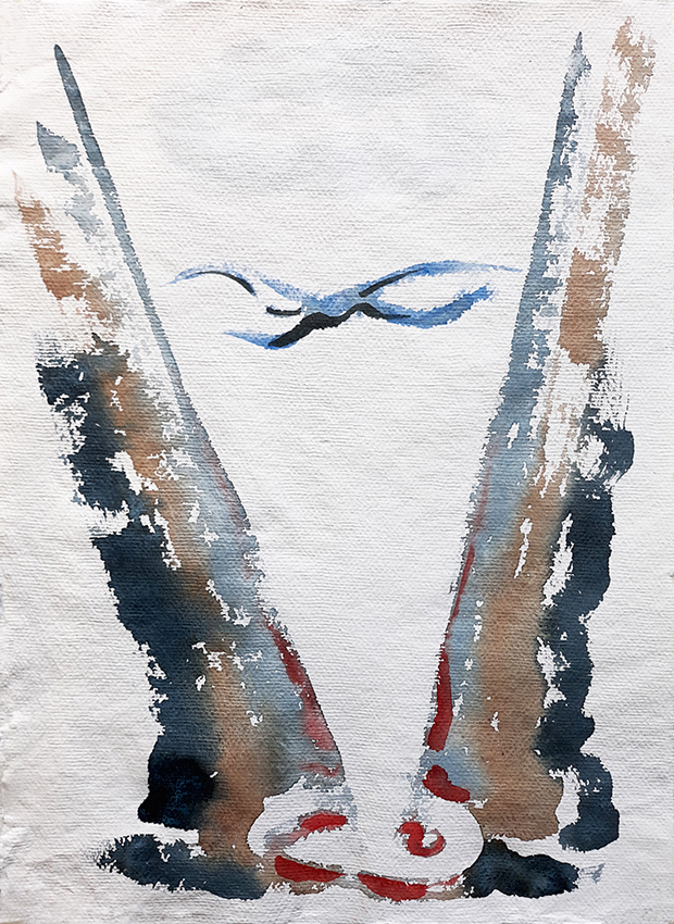 Bird Over Lake, watercolour painting by Jo Dunn 2018