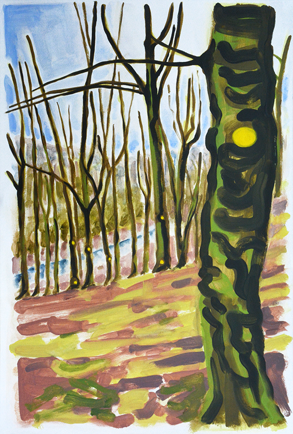 Combat Tree, oil paint on gesso'd paper by Jo Dunn 2015