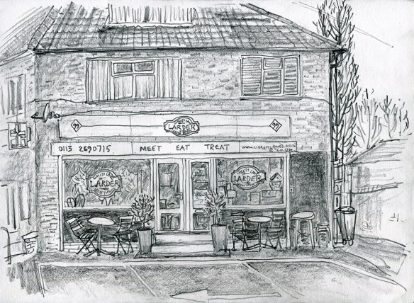 Lidgett Lane Larder, LS8 1QR - pencil drawing by Jo Dunn 2019