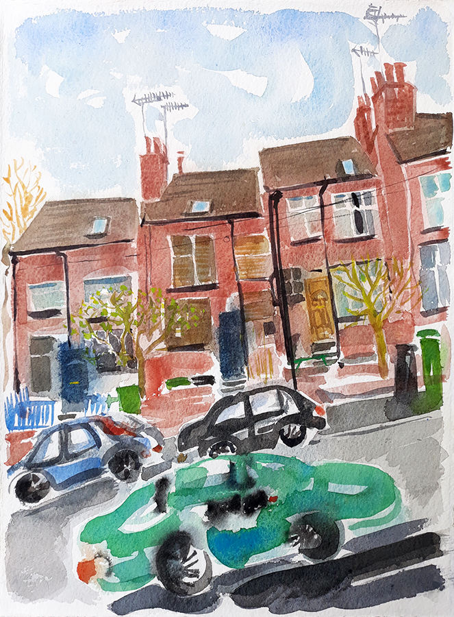 My Street II, watercolour by Jo Dunn 2019