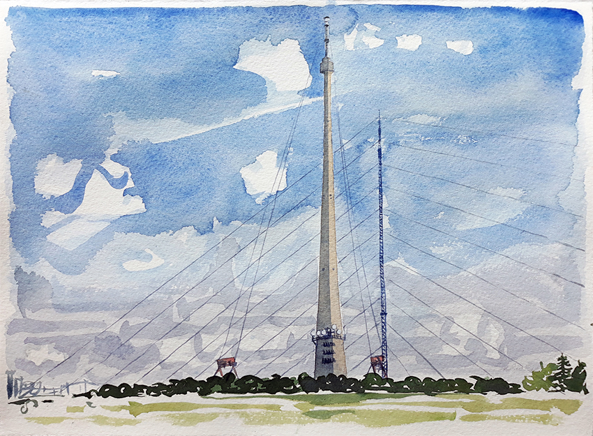 Emley Moor Mast and Termporary Transmitter 