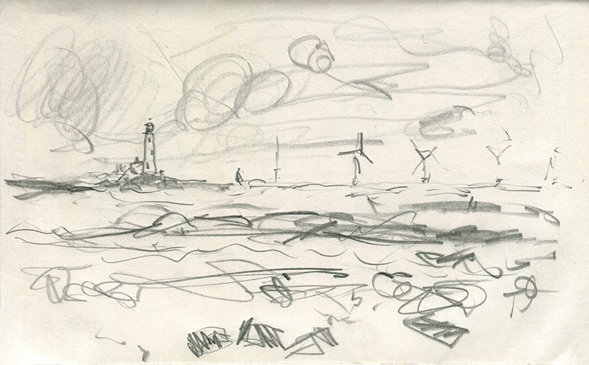 Jo Dunn Whitley Bay II pencil drawing 2019