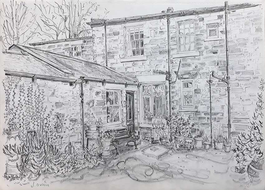 House Portrait #58 i - pencil drawing by Jo Dunn 2020