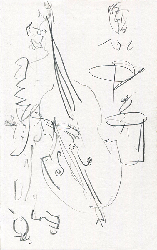 Karen Sharp Quartet VII, pencil drawing by Jo Dunn, 2019