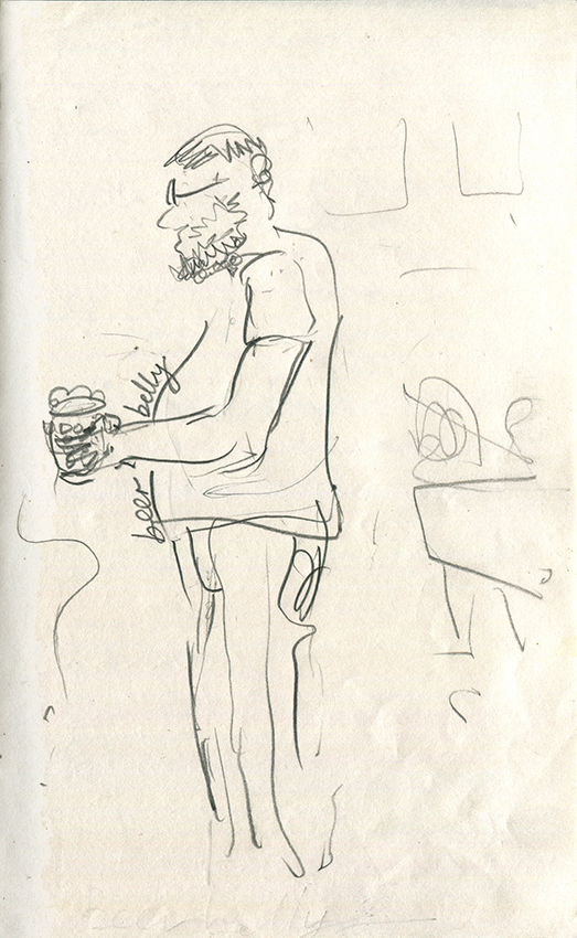 Stefan at Seven Bar, Sunday, 20-10-2019 - pencil drawing by Jo Dunn 2019