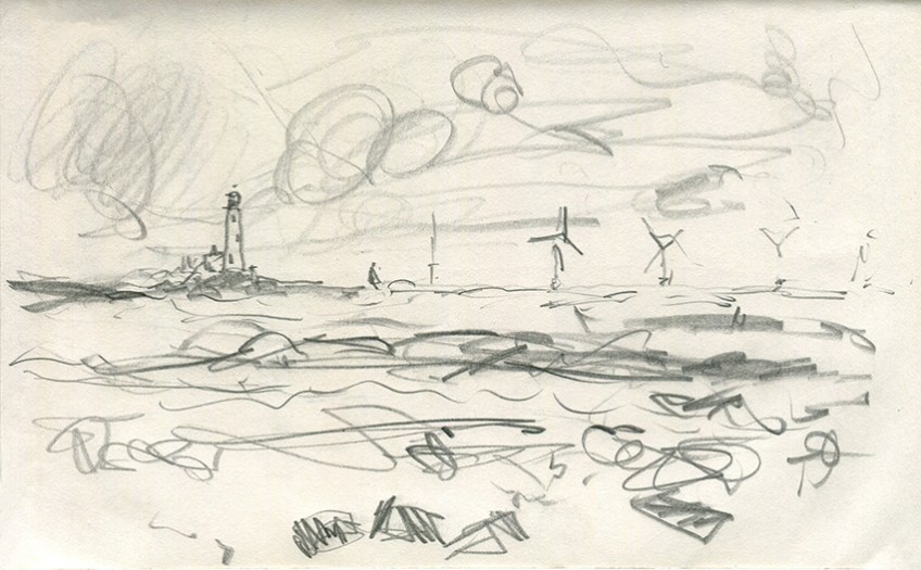 Whitley Bay II - pencil drawing by Jo Dunn 2019