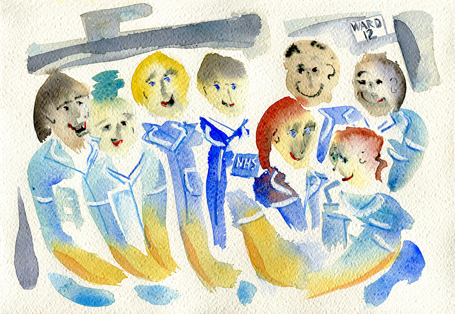 Hospital Team - Thank You NHS - watercolour painting by Jo Dunn 2020
