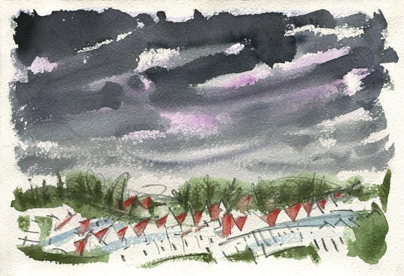 Under Lockdown Skies - original watercolour painting by Jo Dunn 2020