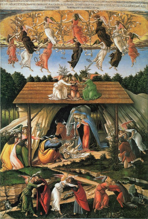 Mystic Nativity - a painting by Sandro Botticelli, from 1500AD