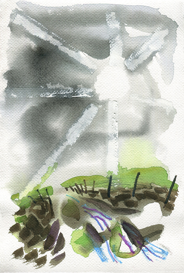 Shibden Valley, Looking South II, a watercolour painting by Jo Dunn, 2021