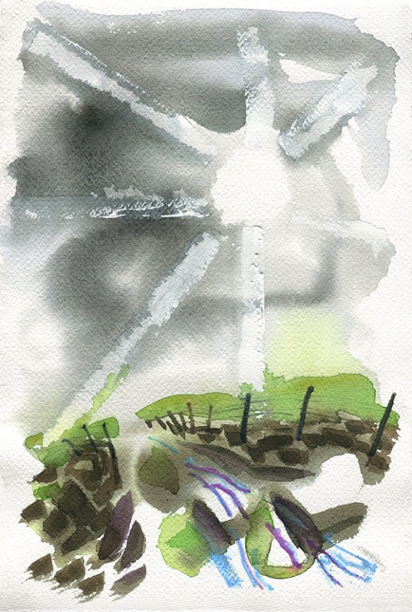 Shibden Valley, Looking South II, a watercolour painting by Jo Dunn, 2021