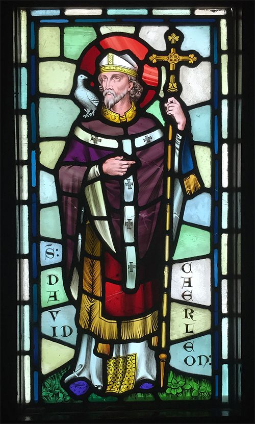 photograph of stained glass window depicting Saint David