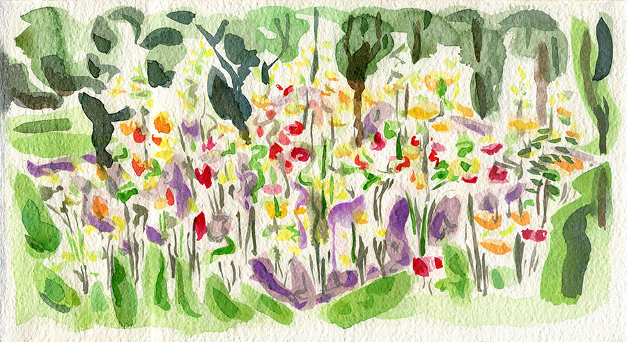 Rosebed, painting by Jo Dunn 2021