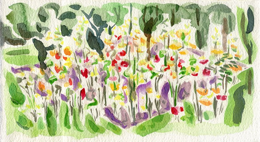 Rosebed, painting by Jo Dunn 2021